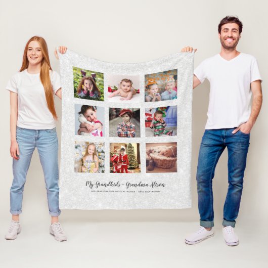 祖父母の写真ギフト – Silver Grayグリッター フリースブランケット (インサイチュ)