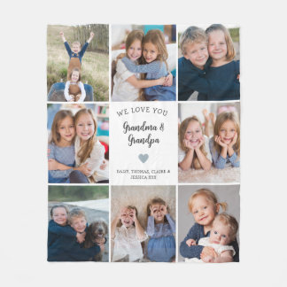 祖父母の写真コラージュが大好きモダン フリースブランケット