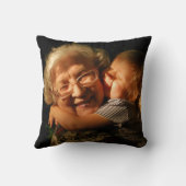 祖父母の写真ハグのためのクリスマスプレゼント クッション (裏面)