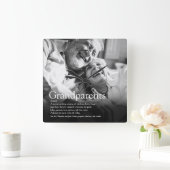 祖父母の写真モダンおもしろい定義 スクエア壁時計 (ホーム)