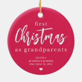 祖父母の写真初めてのクリスマススクリプト セラミックオーナメント (裏面)