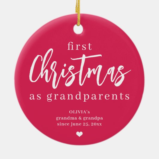 祖父母の写真初めてのクリスマススクリプト セラミックオーナメント (裏面)