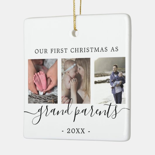 祖父母の写真数々の初めてのクリスマス セラミックオーナメント (左)