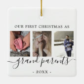 祖父母の写真数々の初めてのクリスマス セラミックオーナメント (裏面)