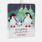 祖父母の初めてのクリスマスかわいいペンギン セラミックオーナメント (右)