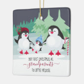 祖父母の初めてのクリスマスかわいいペンギン セラミックオーナメント (左)