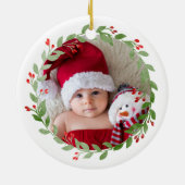 祖父母の初めてのクリスマスカスタムベビー写真 セラミックオーナメント (裏面)