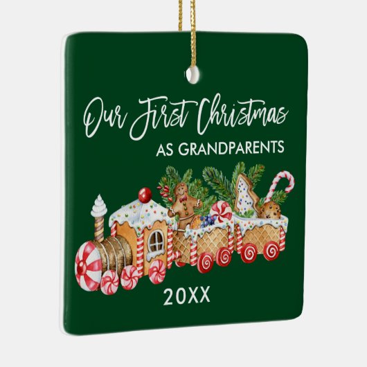 祖父母の初めてのクリスマスジンジャーブレッド セラミックオーナメント (右)