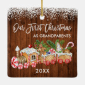 祖父母の初めてのクリスマスジンジャーブレッド セラミックオーナメント (裏面)