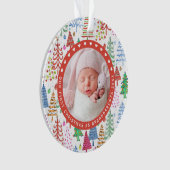 祖父母の初めてのクリスマスツリー写真白 オーナメント (正面)