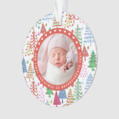 祖父母の初めてのクリスマスツリー写真白 オーナメント (正面)