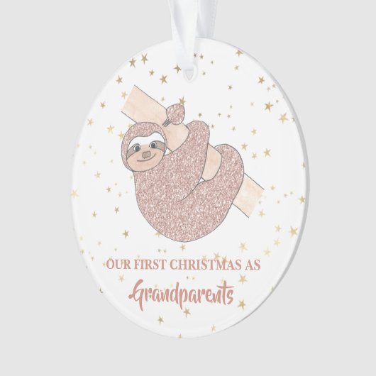 祖父母の初めてのクリスマス写真 オーナメント (正面)