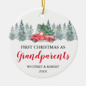 祖父母の初めてのクリスマス写真 セラミックオーナメント (正面)