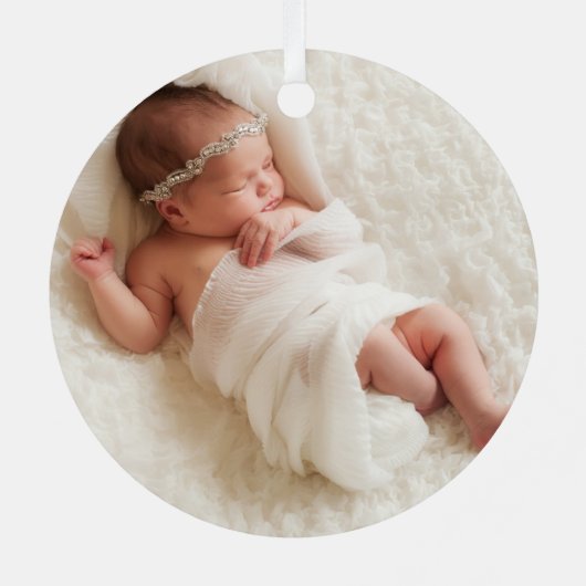 祖父母の初めてのクリスマス新生児写真Plaid メタルオーナメント