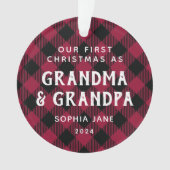 祖父母の初めてのクリスマス素朴Plaid写真 オーナメント (正面)
