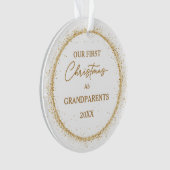 祖父母の初めてのクリスマス金ゴールドカラーオーナメント オーナメント (正面)