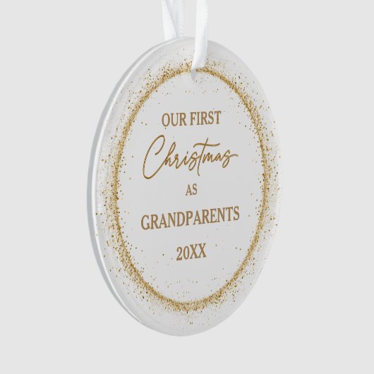 祖父母の初めてのクリスマス金ゴールドカラーオーナメント オーナメント (正面)