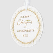 祖父母の初めてのクリスマス金ゴールドカラーオーナメント オーナメント (正面)