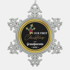 祖父母の初めてのクリスマス スノーフレークピューターオーナメント