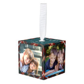 祖父母の国のタータンチェックプレイド4写真 キューブオーナメント (正面アングル)