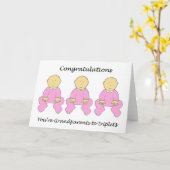 祖父母の女三つ子おめでとう カード (黄色い花)