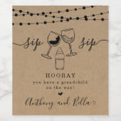 祖父母の妊娠の発表 ワインラベル (シングルラベル)