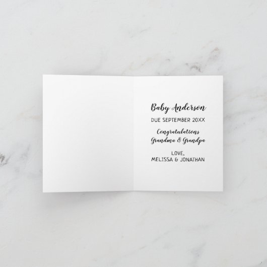 祖父母の妊娠ベビー告知カード ノートカード (内部)