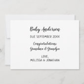 祖父母の妊娠中のかわいい 案内状 (裏面)