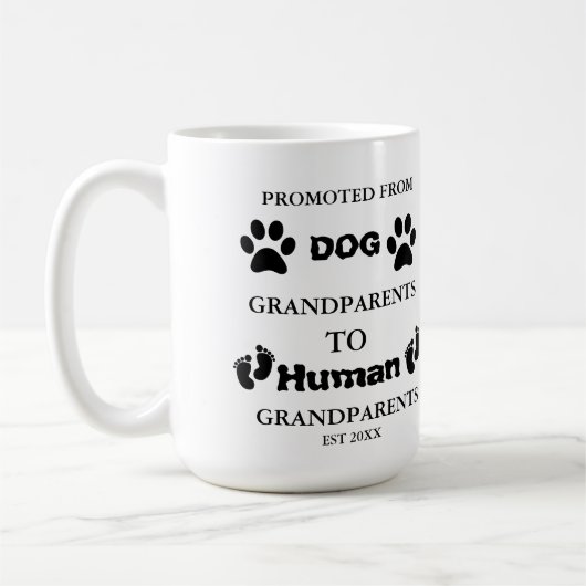 祖父母の妊娠告知に昇進する コーヒーマグカップ (左)