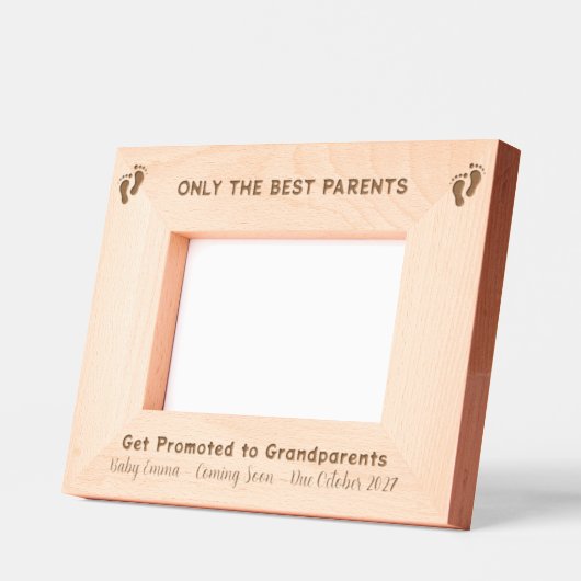 祖父母の妊娠告知ベビー足 レーザー彫刻フレーム (左)