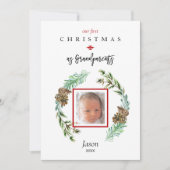祖父母の子どもの写真カードとして私たちの最初のクリスマス (正面)