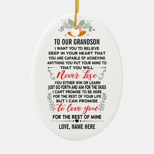 祖父母の孫に名前をカスタムする セラミックオーナメント (正面)