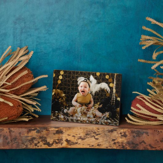 祖父母の孫の写真の贈り物|過去記事 フォトプラーク (側面)