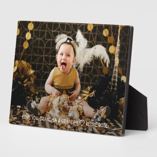 祖父母の孫の写真の贈り物|過去記事 フォトプラーク (側面)