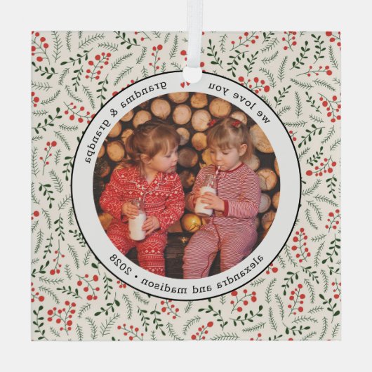 祖父母の孫への贈り物フォトグラス ガラスオーナメント (裏面)