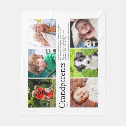 祖父母の定義フォトコラージュ フリースブランケット (正面)