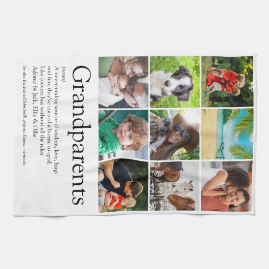 祖父母の定義9フォトコラージュ キッチンタオル (横)