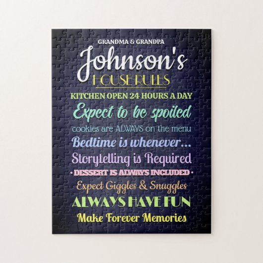 祖父母の家の規則パーソナライズされた ジグソーパズル (縦)