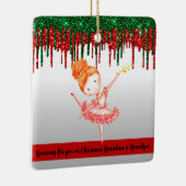 祖父母の少女のクリスマスの飾り セラミックオーナメント (右)