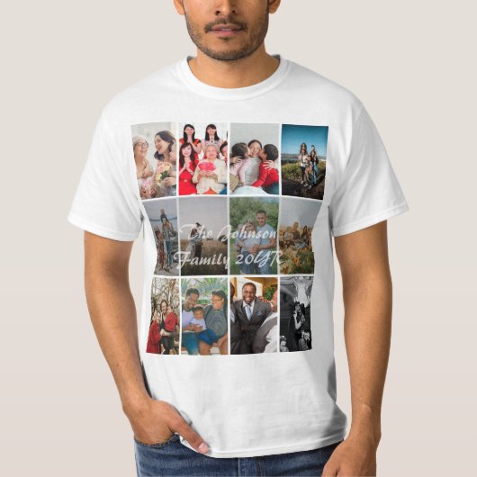 祖父母の思い出の12枚フォトコラージュテンプレート Tシャツ (正面)