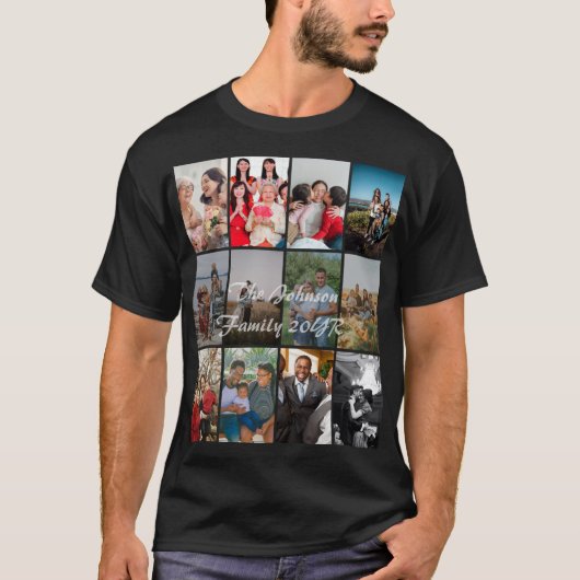祖父母の思い出の12枚フォトコラージュテンプレート Tシャツ (正面)