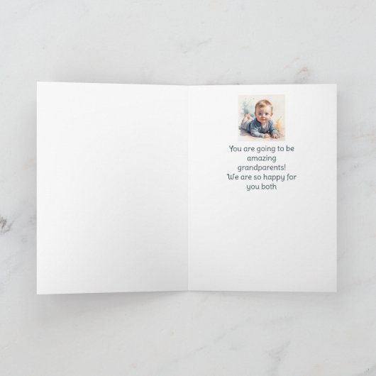 祖父母の新しい孫の誕生おめでとう カード (内部)