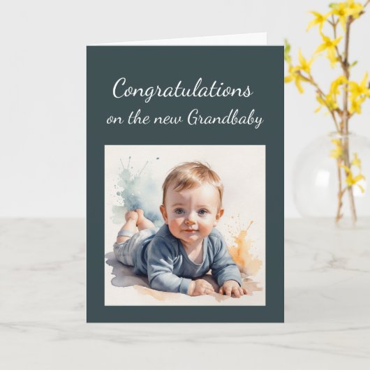 祖父母の新しい孫の誕生おめでとう カード (黄色い花)