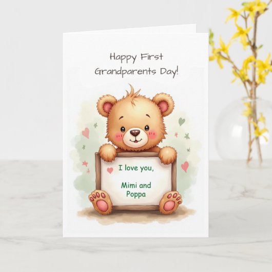 祖父母の日かわい男女兼用クマ|過去記事 カード (黄色い花)