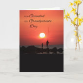 祖父母の日のおじいちゃんの魚釣りアットサンセット カード (黄色い花)