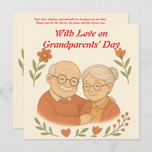 祖父母の日のカード 招待状 (正面/裏面)