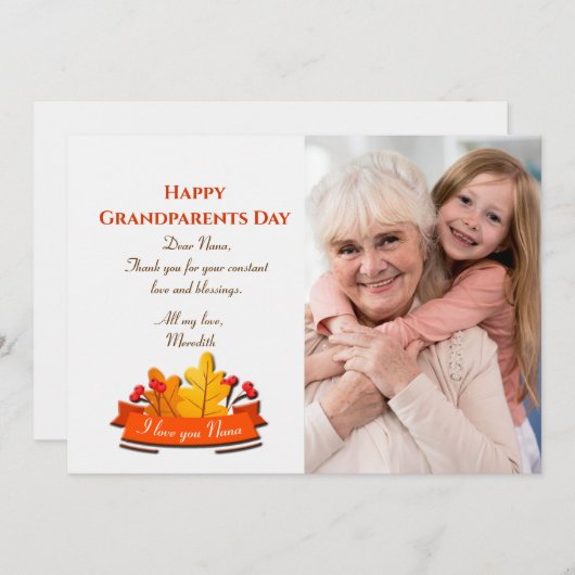 祖父母の日の写真のグリーティングカード シーズンカード (正面/裏面)