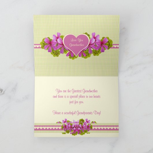 祖父母の日の祖母への愛の写真 カード (内部)