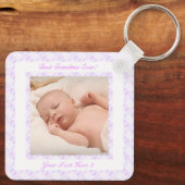 祖父母の日の薄紫最高のおばあちゃん今まで写真ギフト キーホルダー (裏面)