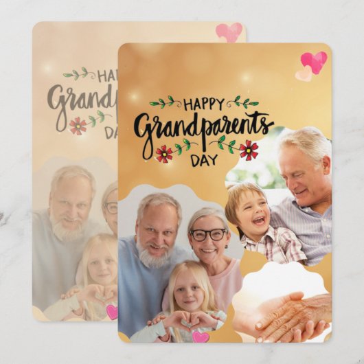 祖父母の日を祝う 招待状 (正面/裏面)